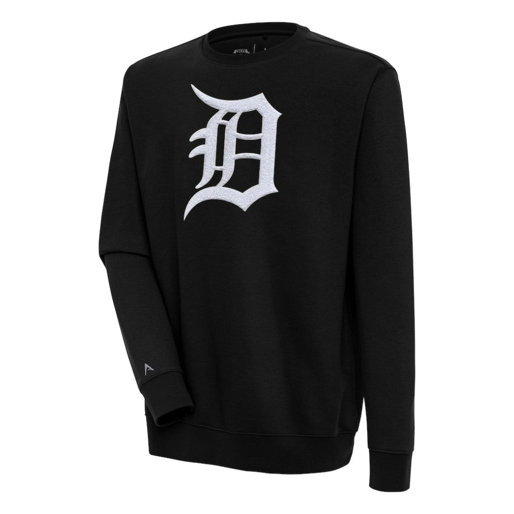 Detroit Tigers Antigua Victory Crewneck Chenille Pullover Sweatshirt - Black - MLB on Sale