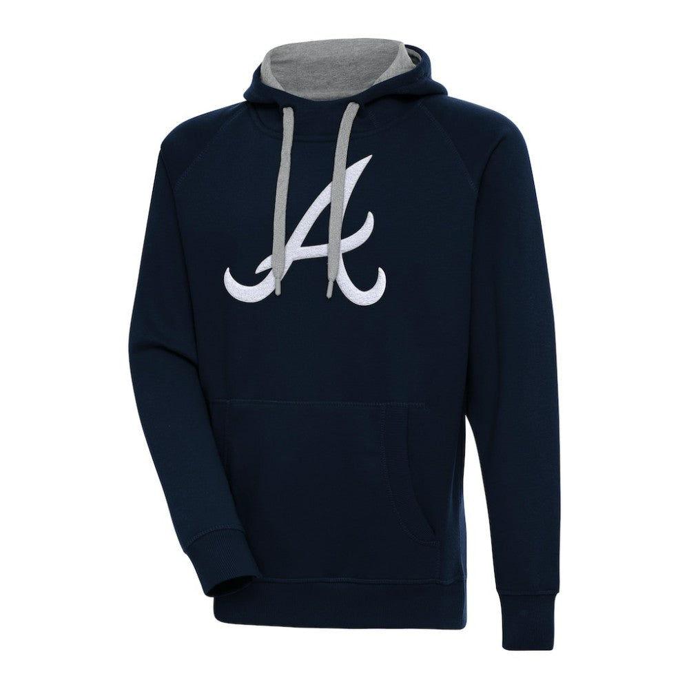 Atlanta Braves Antigua Victory Chenille Pullover Hoodie - Navy - MLB Discount