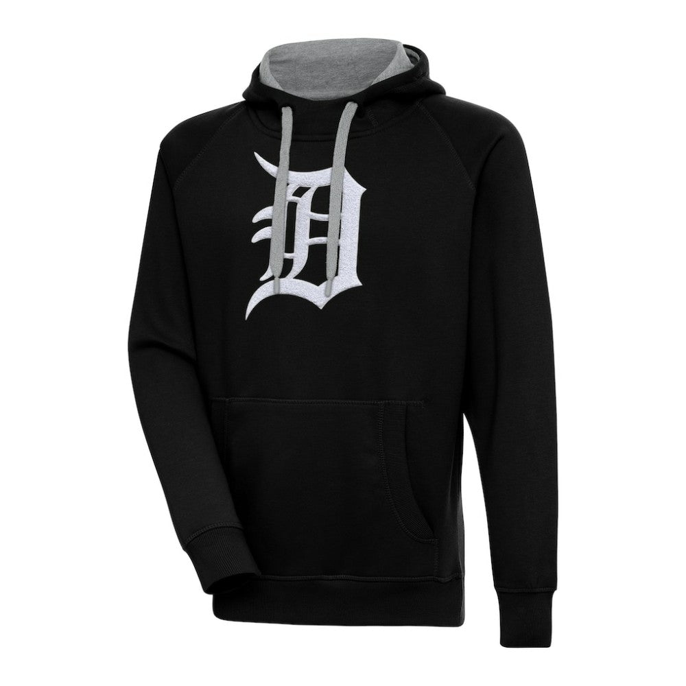 Detroit Tigers Antigua Victory Chenille Pullover Hoodie - Black - MLB Lifestyle