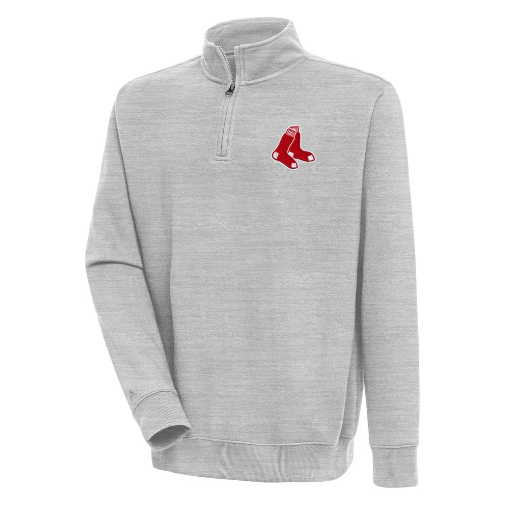 Boston Red Sox Antigua Victory Quarter-Zip Pullover Top - Heather Gray - MLB Discount