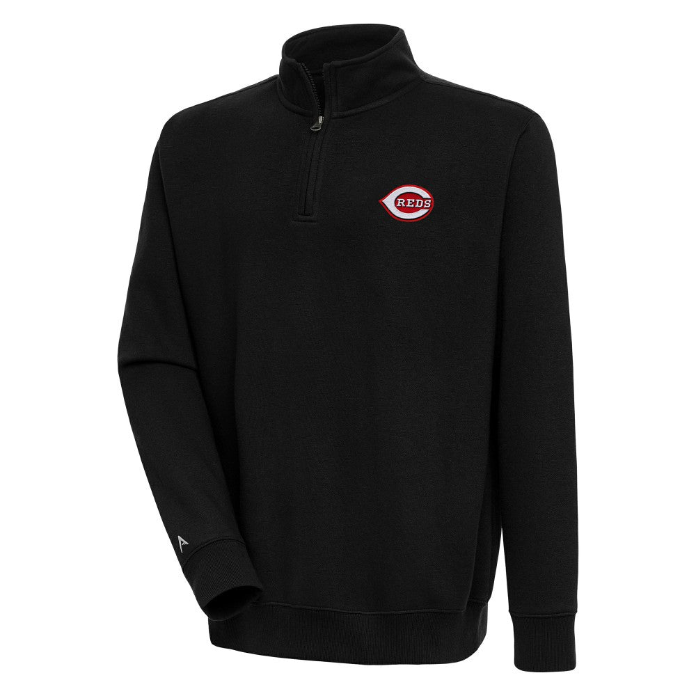 Cincinnati Reds Antigua Victory Quarter-Zip Pullover Top - Black - MLB Discount