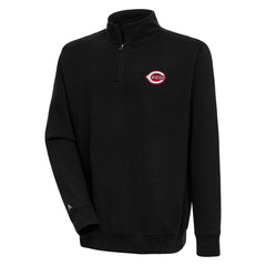 Cincinnati Reds Antigua Victory Quarter-Zip Pullover Top - Black - MLB Discount