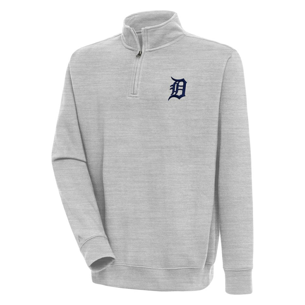 Detroit Tigers Antigua Victory Quarter-Zip Pullover Top - Heather Gray - MLB Sale