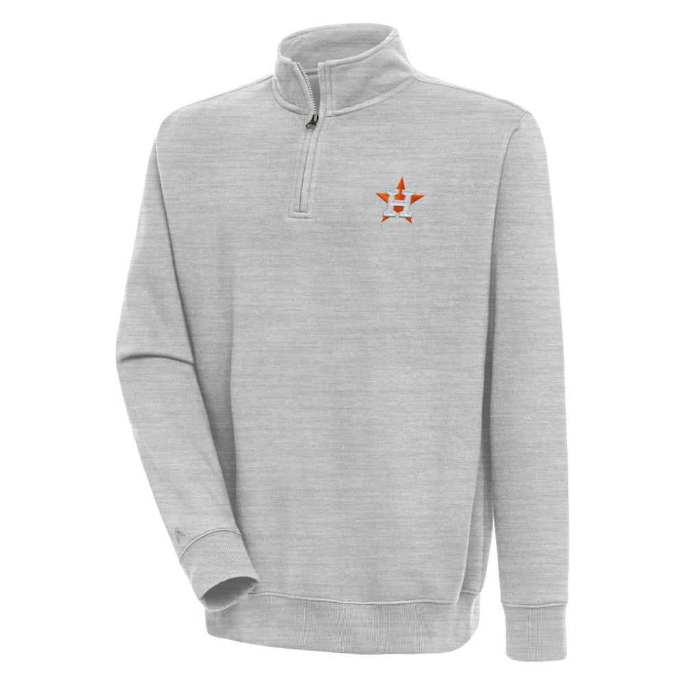 Houston Astros Antigua Victory Quarter-Zip Pullover Top - Heather Gray - MLB on Sale