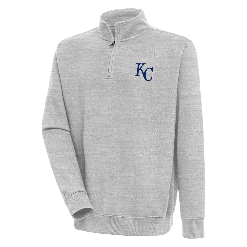 Kansas City Royals Antigua Victory Quarter-Zip Pullover Top - Heather Gray - MLB Online