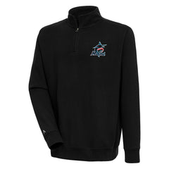 Miami Marlins Antigua Victory Quarter-Zip Pullover Top - Black - MLB Discount