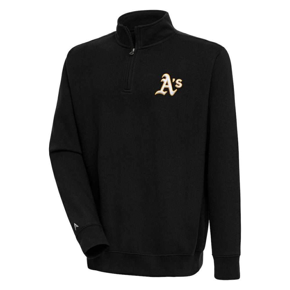 Athletics Antigua Victory Quarter-Zip Pullover Top - Black - MLB Discount