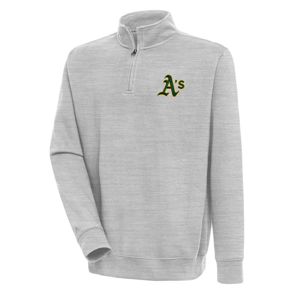Athletics Antigua Victory Quarter-Zip Pullover Top - Heather Gray - MLB Sale