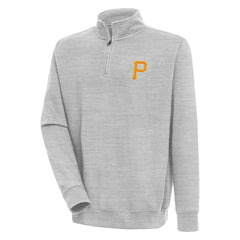 Pittsburgh Pirates Antigua Victory Quarter-Zip Pullover Top - Heather Gray - MLB Sale