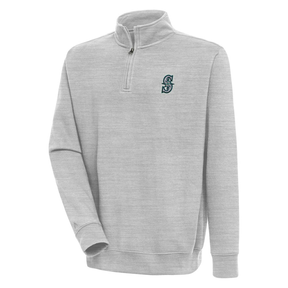Seattle Mariners Antigua Victory Quarter-Zip Pullover Top - Heather Gray - MLB Online