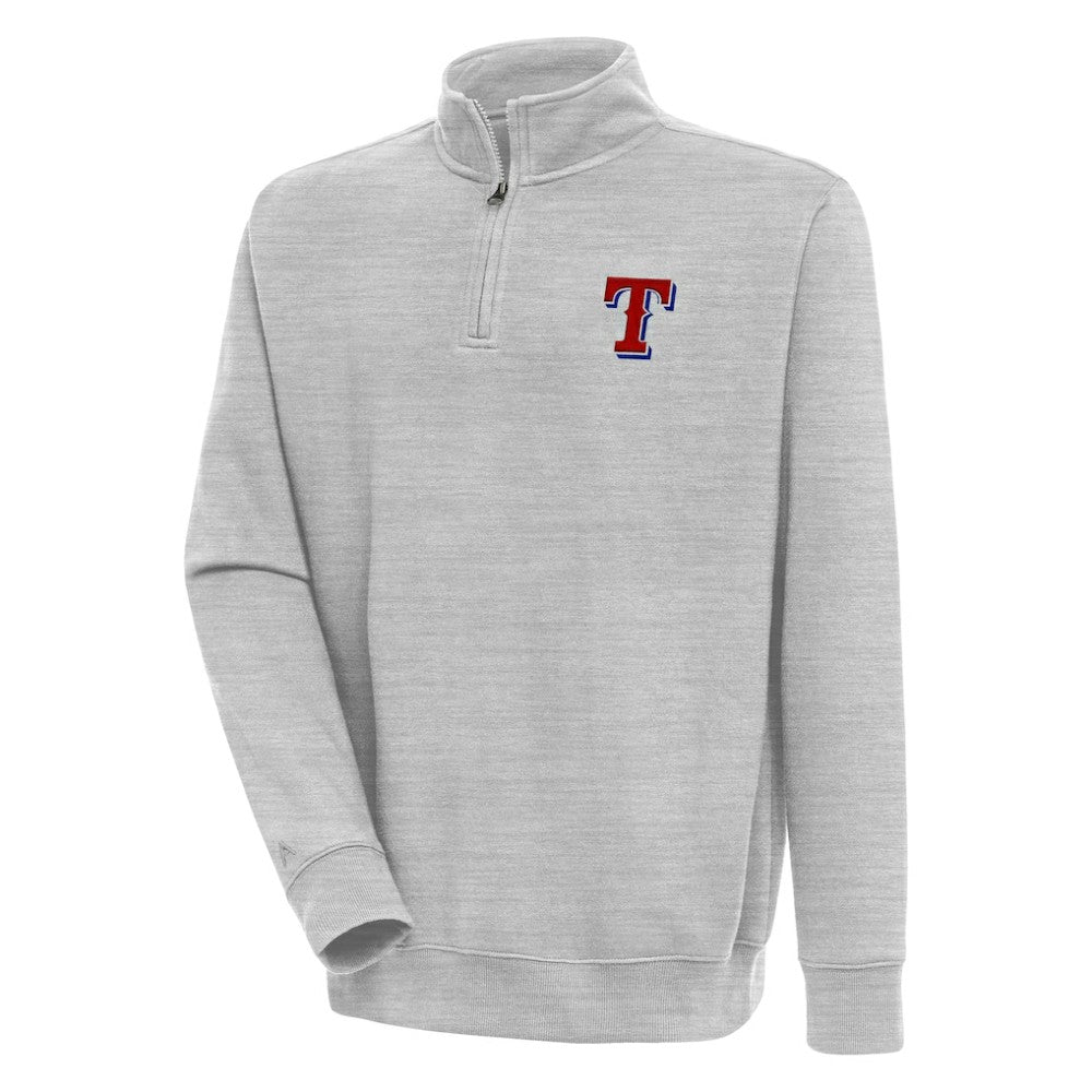 Texas Rangers Antigua Victory Quarter-Zip Pullover Top - Heather Gray - MLB Sale
