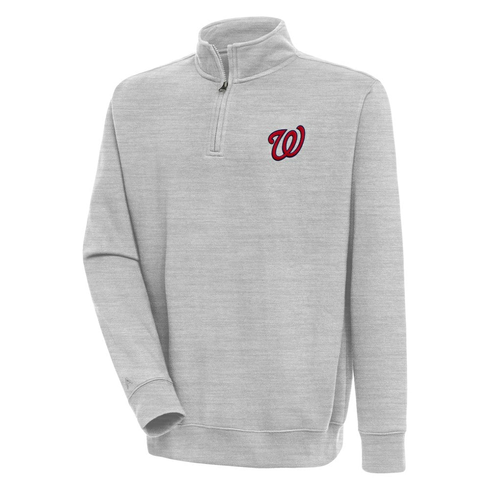 Washington Nationals Antigua Victory Quarter-Zip Pullover Top - Heather Gray - MLB Online