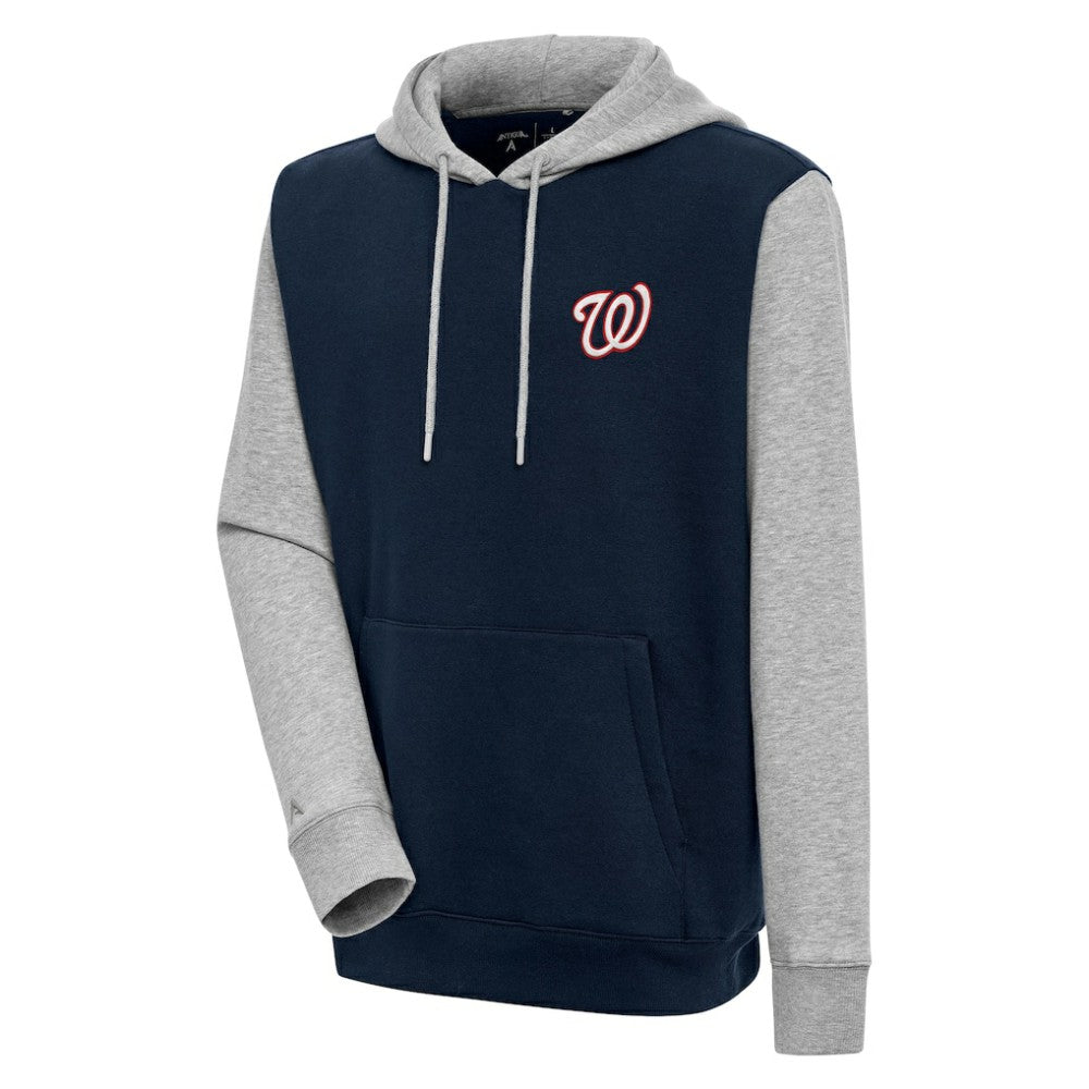Washington Nationals Antigua Victory Pullover Hoodie - Navy/Heather Gray - MLB Discount