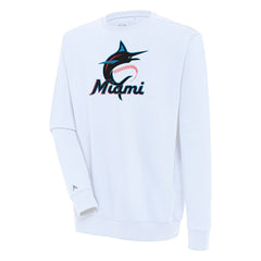 Miami Marlins Antigua Victory Pullover Sweatshirt - White - MLB Discount