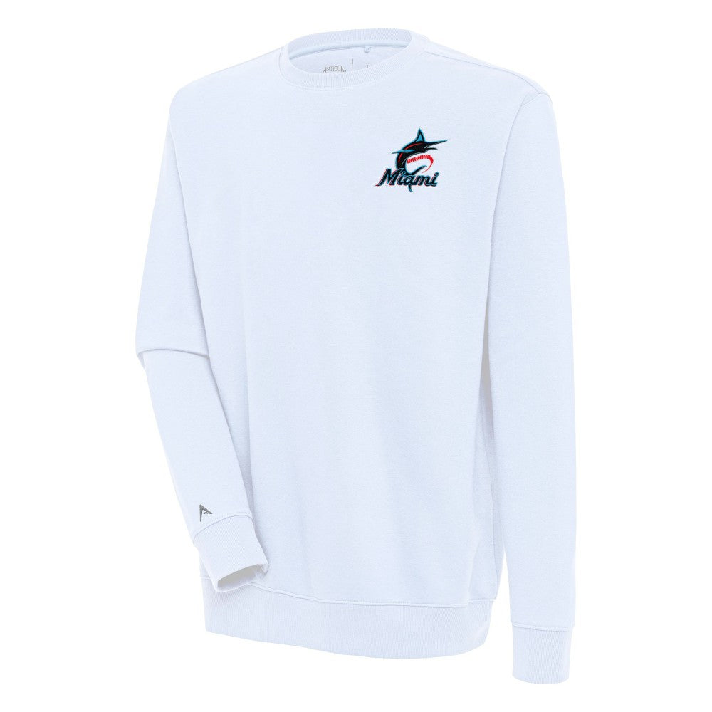 Miami Marlins Antigua Victory Pullover Sweatshirt - White - MLB Discount