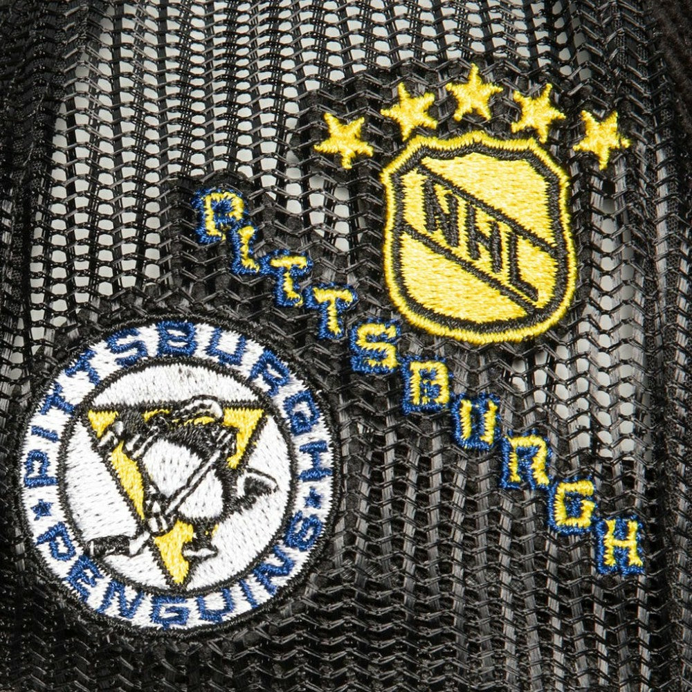 Pittsburgh Penguins Mitchell & Ness Times Up Classic Script Cord Trucker Adjustable Hat - Black - NHL 200440379