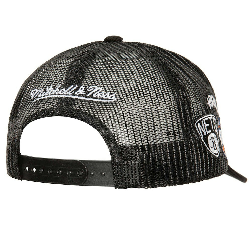 Brooklyn Nets Times Up Classic Script Cord Trucker Hat Black | Mitchell & Ness Lifestyle