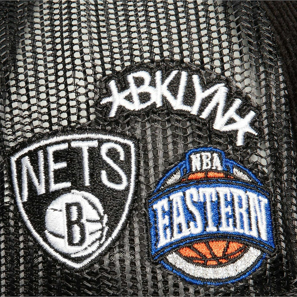Brooklyn Nets Times Up Classic Script Cord Trucker Hat Black | Mitchell & Ness Lifestyle