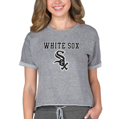 Chicago White Sox Concepts Sport Women's Tri-Blend Mainstream Terry Short Sleeve Sweatshirt Top - Gray - MLB Lifestyle