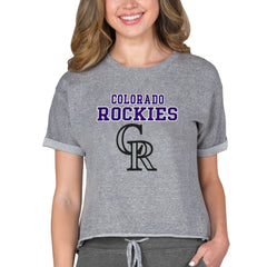 Colorado Rockies Concepts Sport Women's Tri-Blend Mainstream Terry Short Sleeve Sweatshirt Top - Gray - MLB Online
