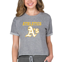 Athletics Concepts Sport Women's Tri-Blend Mainstream Terry Short Sleeve Sweatshirt Top - Gray - MLB on Sale
