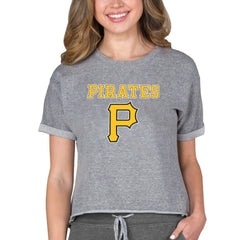 Pittsburgh Pirates Concepts Sport Women's Tri-Blend Mainstream Terry Short Sleeve Sweatshirt Top - Gray - MLB Discount
