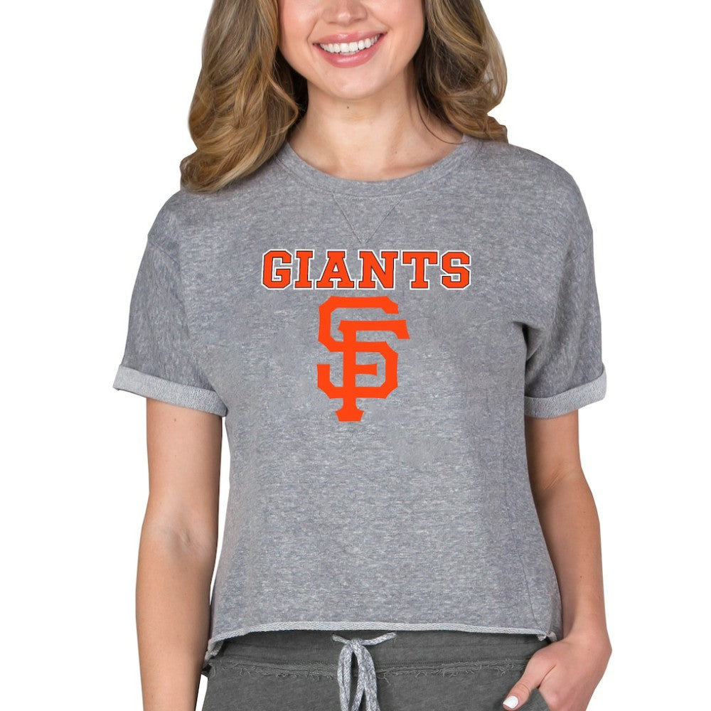 San Francisco Giants Concepts Sport Women's Tri-Blend Mainstream Terry Short Sleeve Sweatshirt Top - Gray - MLB Online