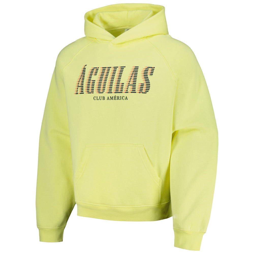 Club America Team Oversized Raglan Pullover Hoodie Yellow