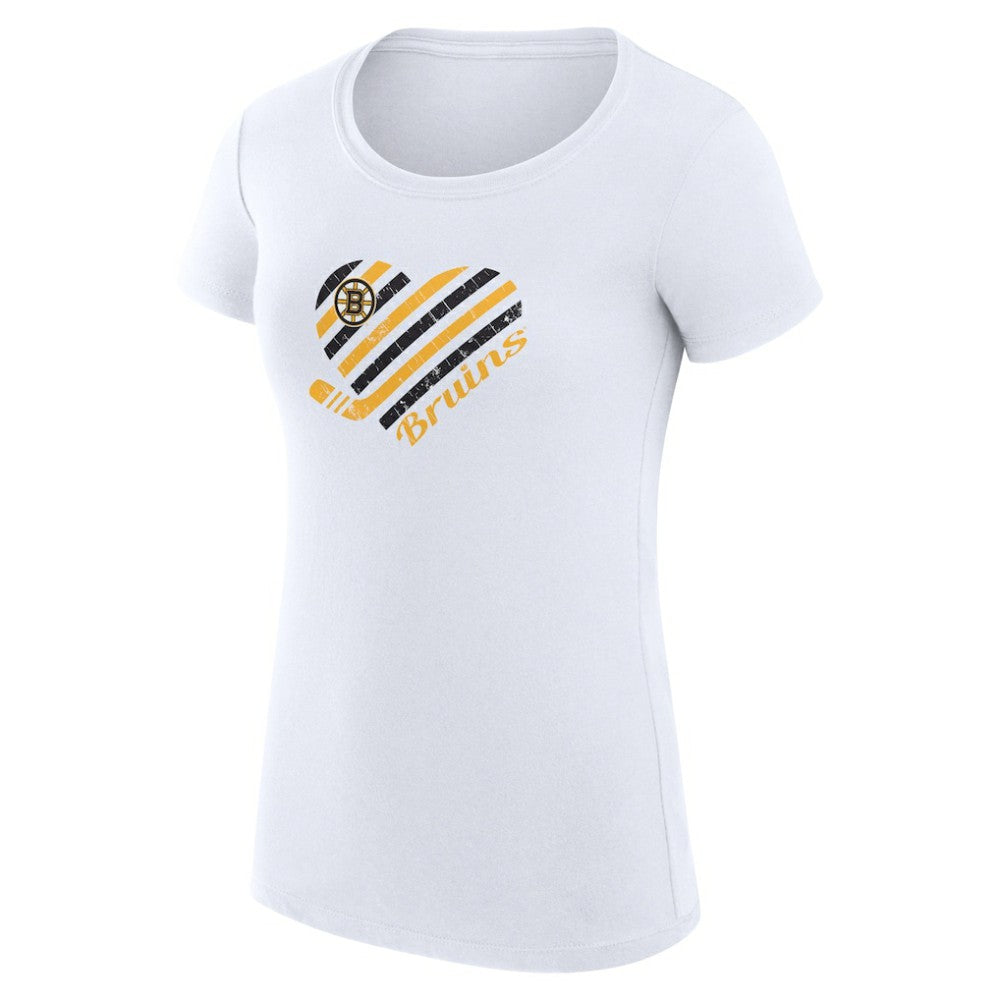 Boston Bruins G-III 4Her by Carl Banks Women's Super-Slim Fit Lightweight Heart T-Shirt - White - NHL 200446380