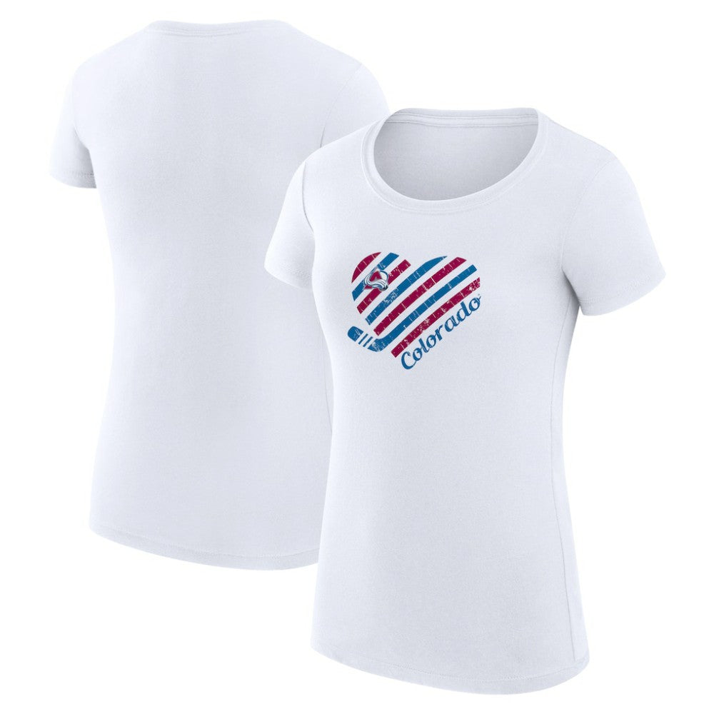 Colorado Avalanche G-III 4Her by Carl Banks Women's Super-Slim Fit Lightweight Heart T-Shirt - White - NHL 200446385