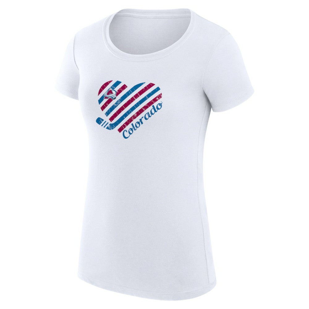 Colorado Avalanche G-III 4Her by Carl Banks Women's Super-Slim Fit Lightweight Heart T-Shirt - White - NHL 200446385