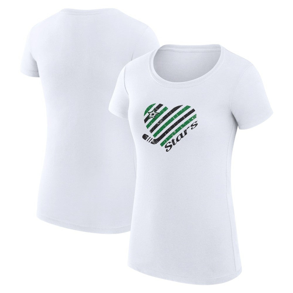 Dallas Stars G-III 4Her by Carl Banks Women's Super-Slim Fit Lightweight Heart T-Shirt - White - NHL 200446387