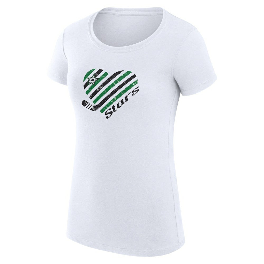 Dallas Stars G-III 4Her by Carl Banks Women's Super-Slim Fit Lightweight Heart T-Shirt - White - NHL 200446387
