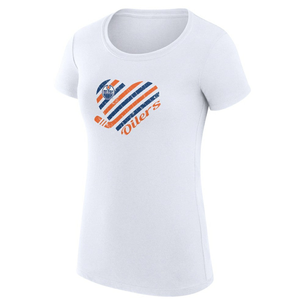 Edmonton Oilers G-III 4Her by Carl Banks Women's Super-Slim Fit Lightweight Heart T-Shirt - White - NHL 200446389