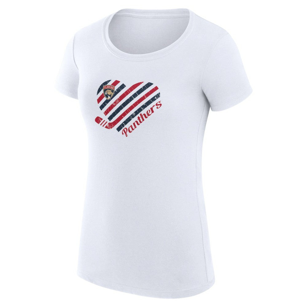 Florida Panthers G-III 4Her by Carl Banks Women's Super-Slim Fit Lightweight Heart T-Shirt - White - NHL 200446390