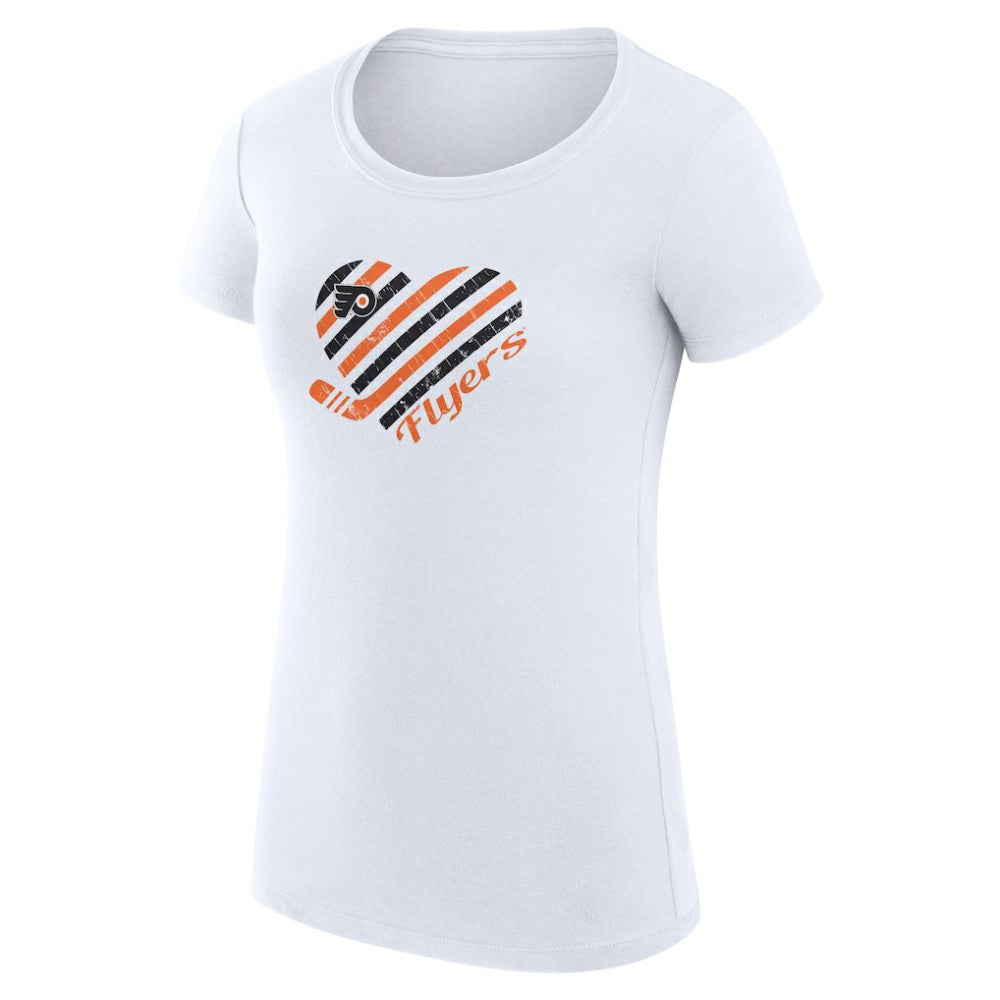 Philadelphia Flyers G-III 4Her by Carl Banks Women's Super-Slim Fit Lightweight Heart T-Shirt - White - NHL 200446399