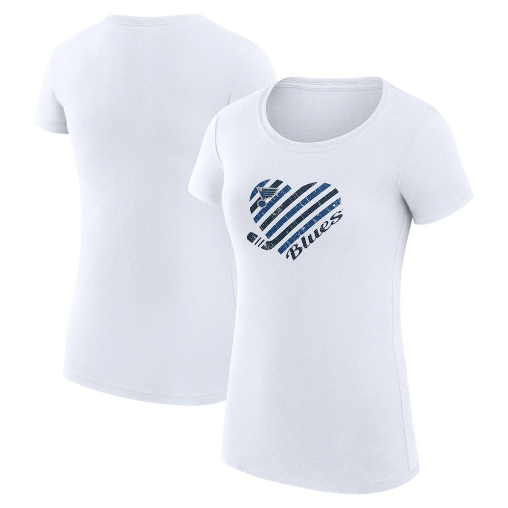 St. Louis Blues G-III 4Her by Carl Banks Women's Super-Slim Fit Lightweight Heart T-Shirt - White - NHL 200446404