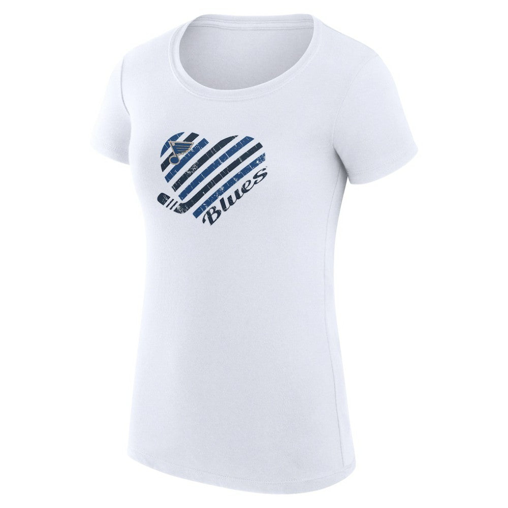 St. Louis Blues G-III 4Her by Carl Banks Women's Super-Slim Fit Lightweight Heart T-Shirt - White - NHL 200446404