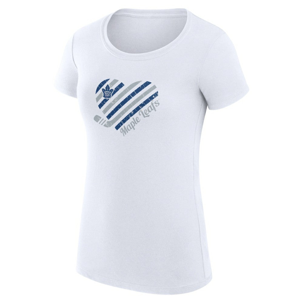 Toronto Maple Leafs G-III 4Her by Carl Banks Women's Super-Slim Fit Lightweight Heart T-Shirt - White - NHL 200446406