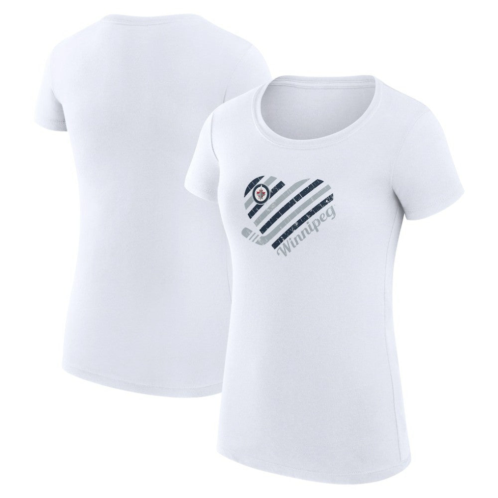 Winnipeg Jets G-III 4Her by Carl Banks Women's Super-Slim Fit Lightweight Heart T-Shirt - White - NHL 200446410