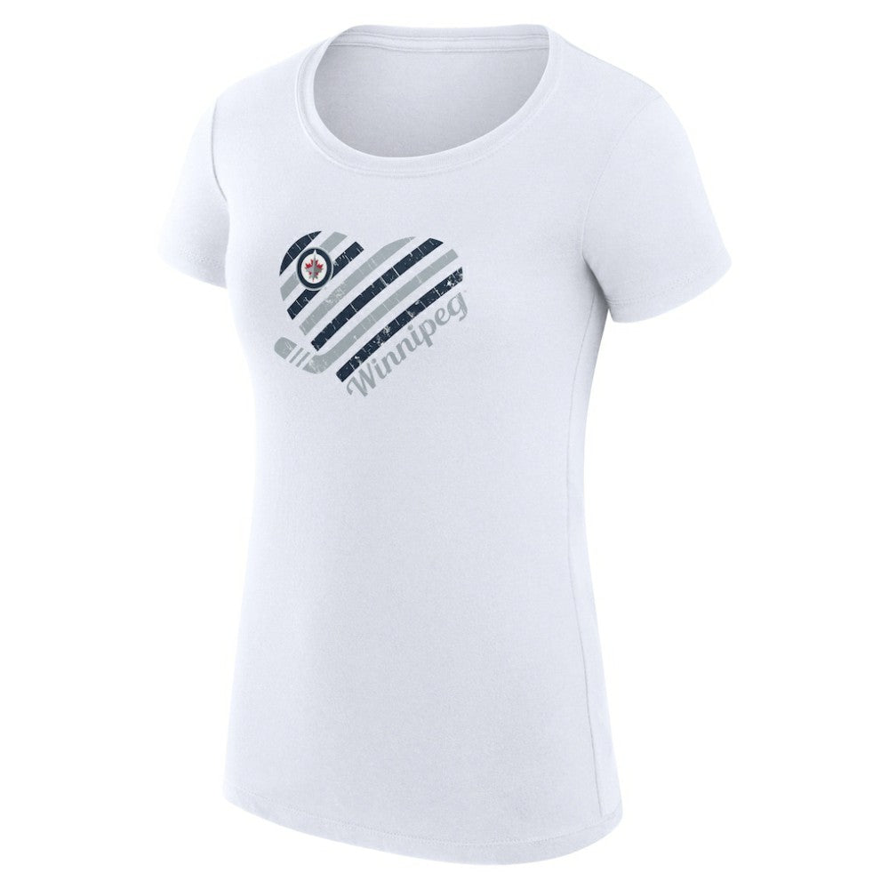 Winnipeg Jets G-III 4Her by Carl Banks Women's Super-Slim Fit Lightweight Heart T-Shirt - White - NHL 200446410