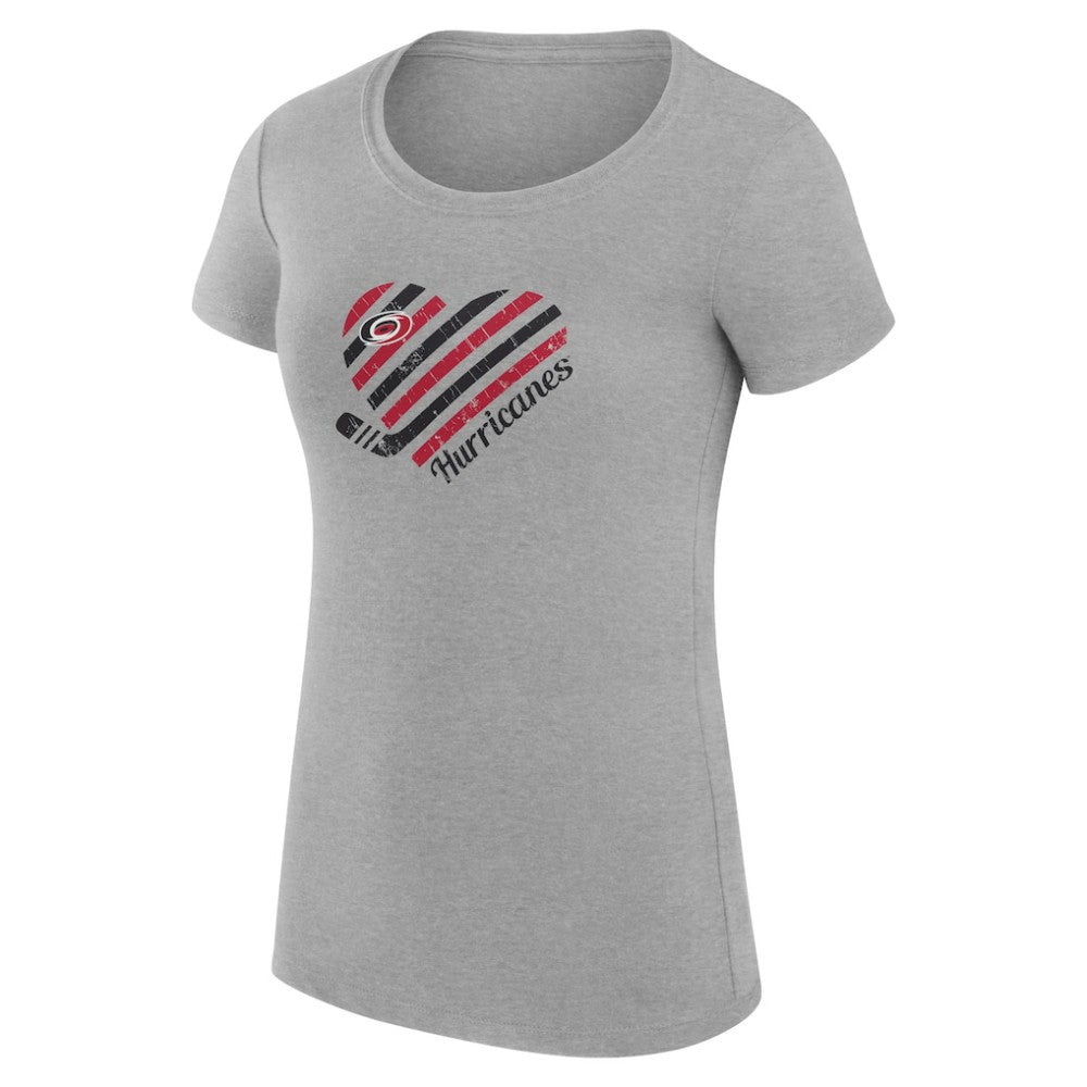 Carolina Hurricanes G-III 4Her by Carl Banks Women's Super-Slim Fit Lightweight Heart T-Shirt - Heather Gray - NHL 200446427