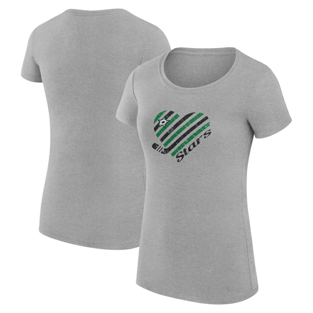 Dallas Stars G-III 4Her by Carl Banks Women's Super-Slim Fit Lightweight Heart T-Shirt - Heather Gray - NHL 200446431