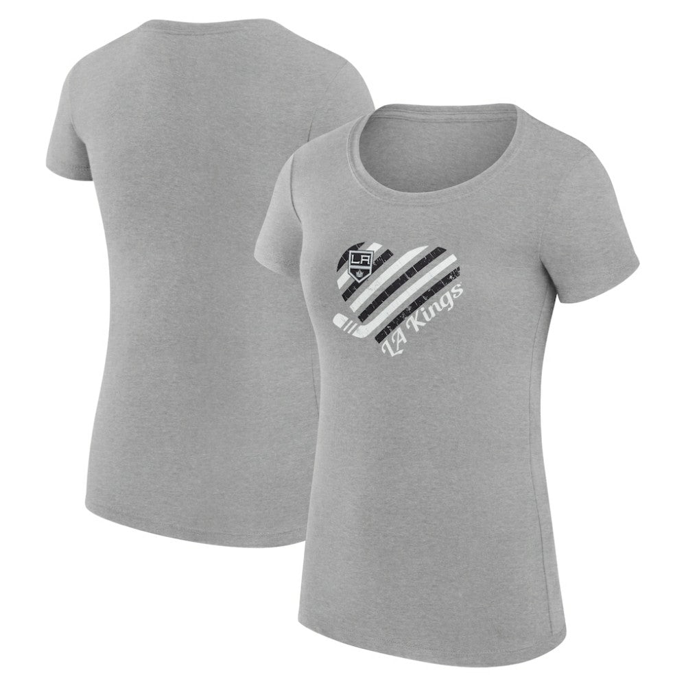 Los Angeles Kings G-III 4Her by Carl Banks Women's Super-Slim Fit Lightweight Heart T-Shirt - Heather Gray - NHL 200446435