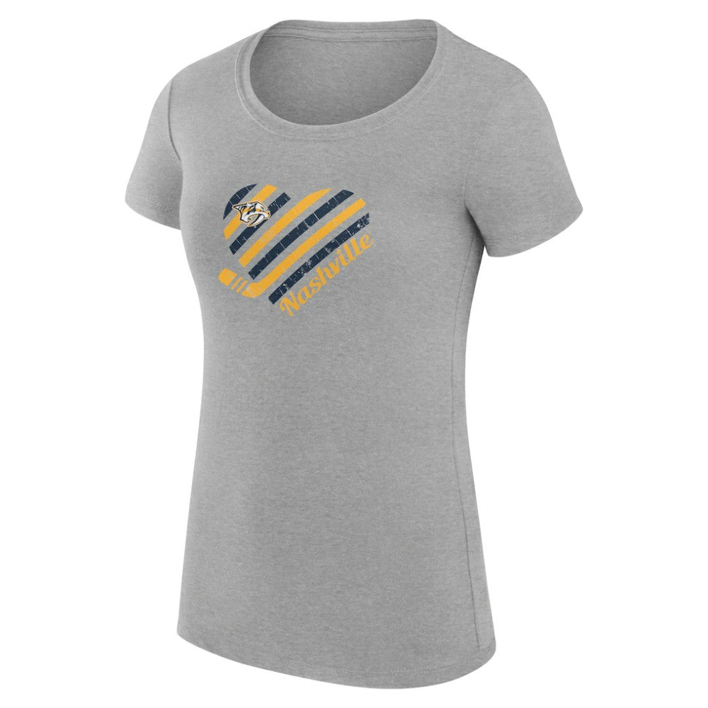 Nashville Predators G-III 4Her by Carl Banks Women's Super-Slim Fit Lightweight Heart T-Shirt - Heather Gray - NHL 200446438