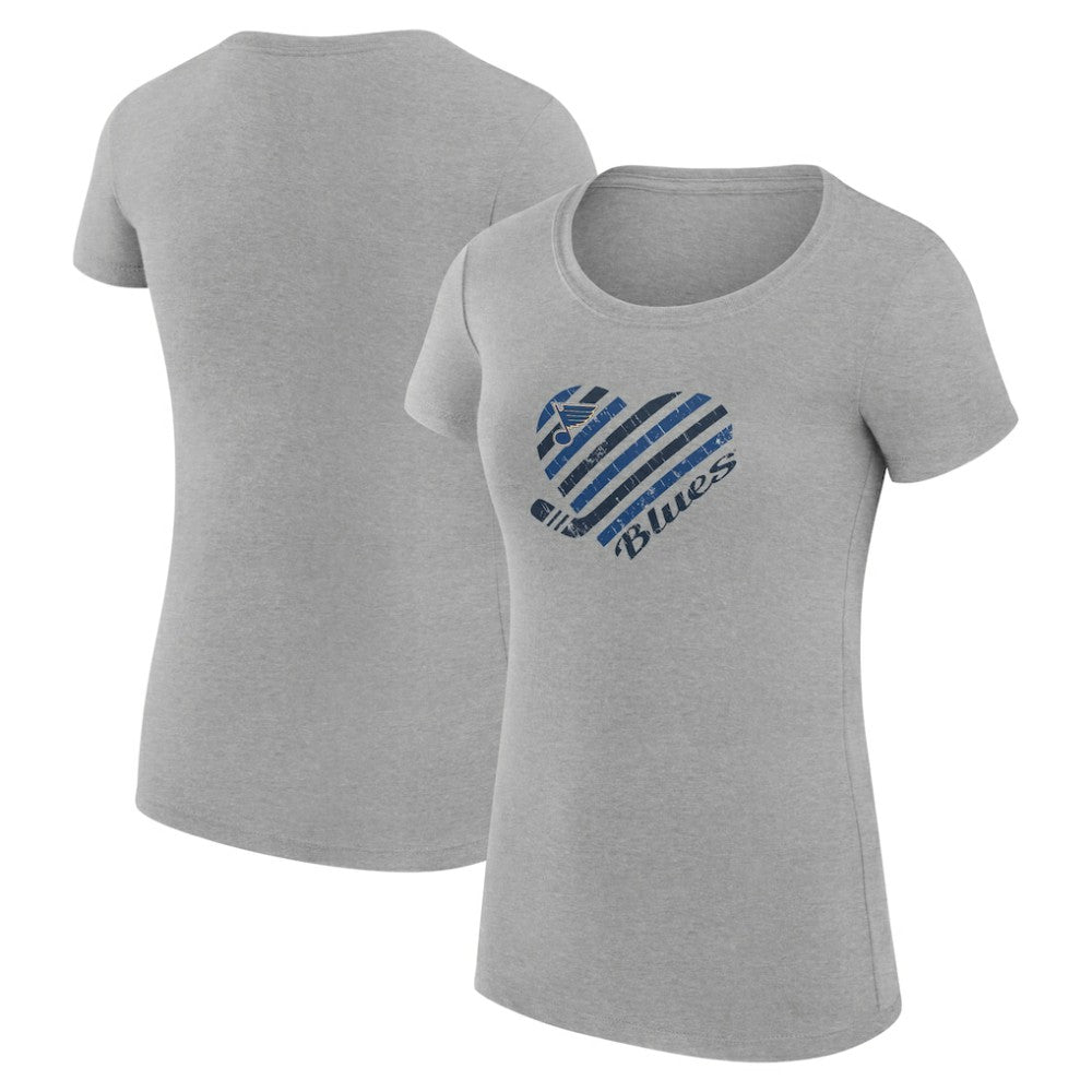 St. Louis Blues G-III 4Her by Carl Banks Women's Super-Slim Fit Lightweight Heart T-Shirt - Heather Gray - NHL 200446448