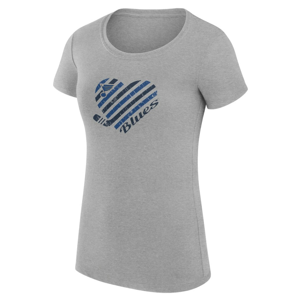 St. Louis Blues G-III 4Her by Carl Banks Women's Super-Slim Fit Lightweight Heart T-Shirt - Heather Gray - NHL 200446448