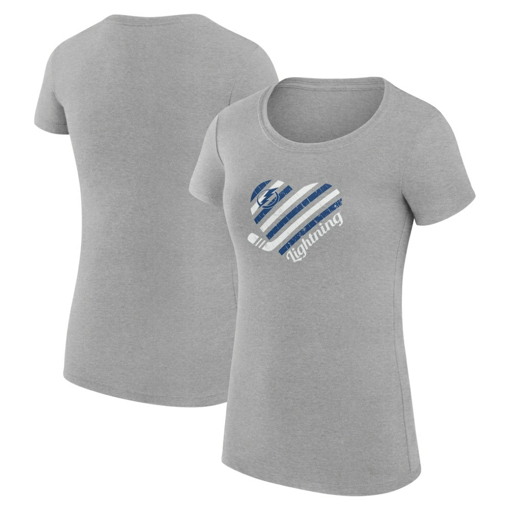 Tampa Bay Lightning G-III 4Her by Carl Banks Women's Super-Slim Fit Lightweight Heart T-Shirt - Heather Gray - NHL 200446449