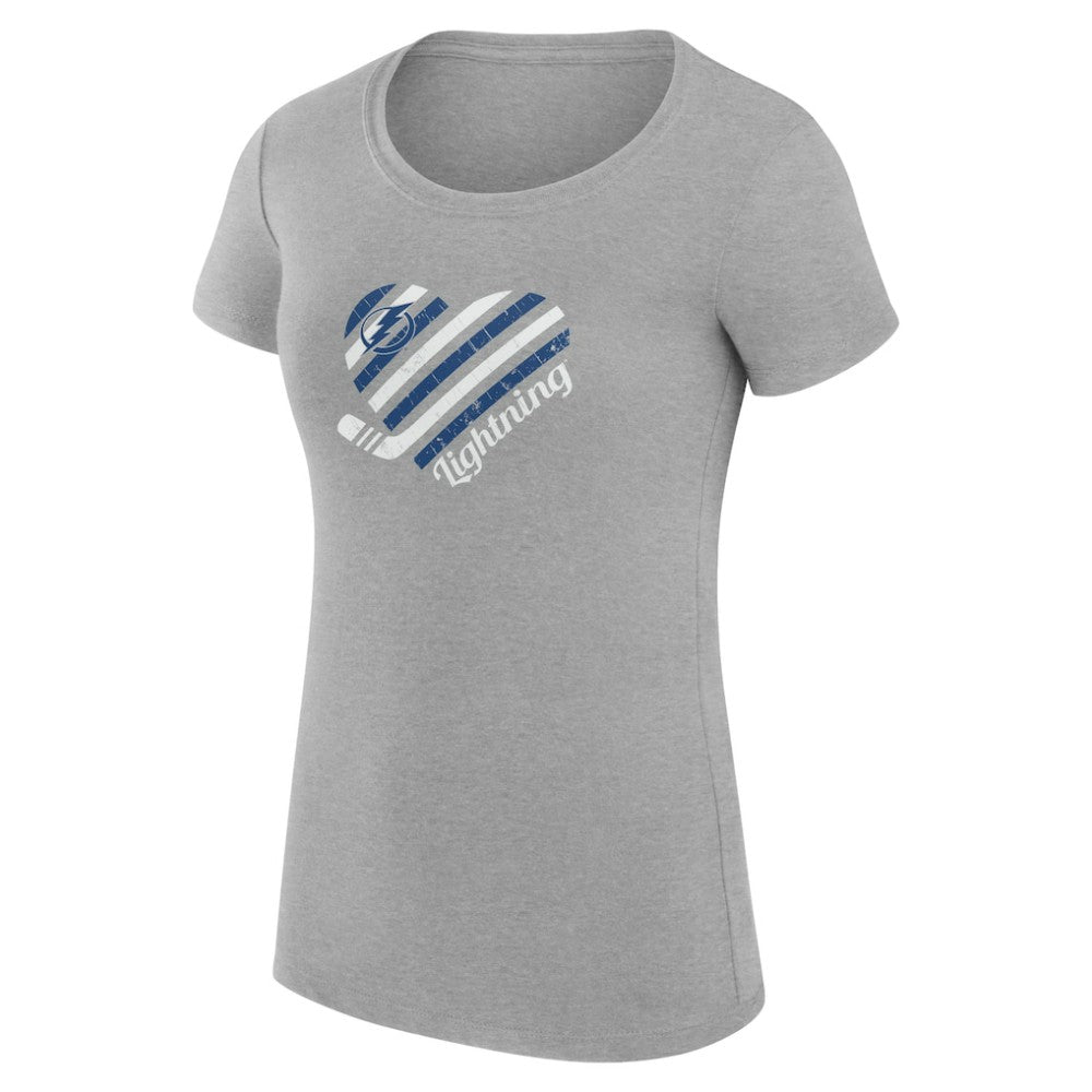 Tampa Bay Lightning G-III 4Her by Carl Banks Women's Super-Slim Fit Lightweight Heart T-Shirt - Heather Gray - NHL 200446449