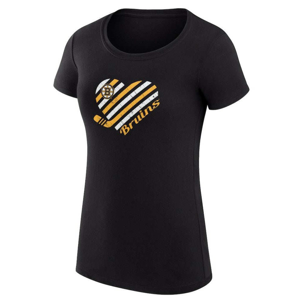 Boston Bruins G-III 4Her by Carl Banks Women's Super-Slim Fit Lightweight Heart T-Shirt - Black - NHL 200446456